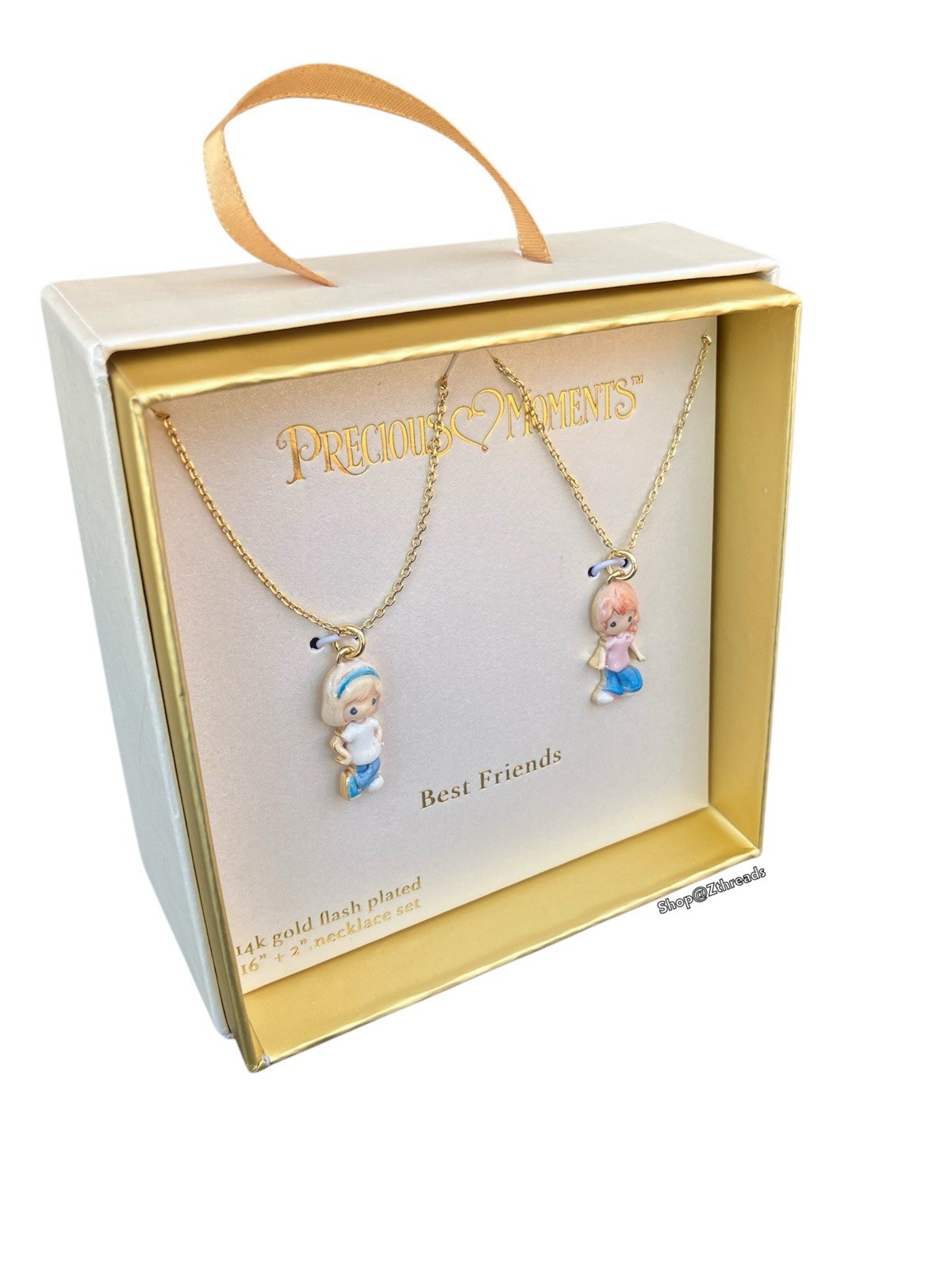 Precious Moments 14k Gold Flash Plated Best Friends Pendant Necklace Set