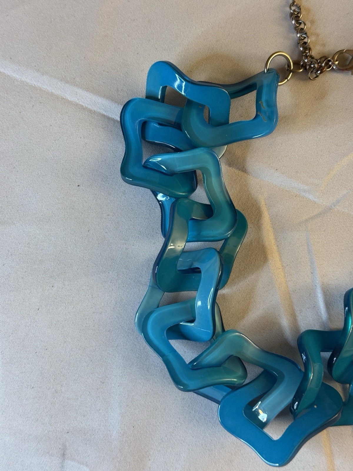 Blue Cable Link Chain Statement Necklace