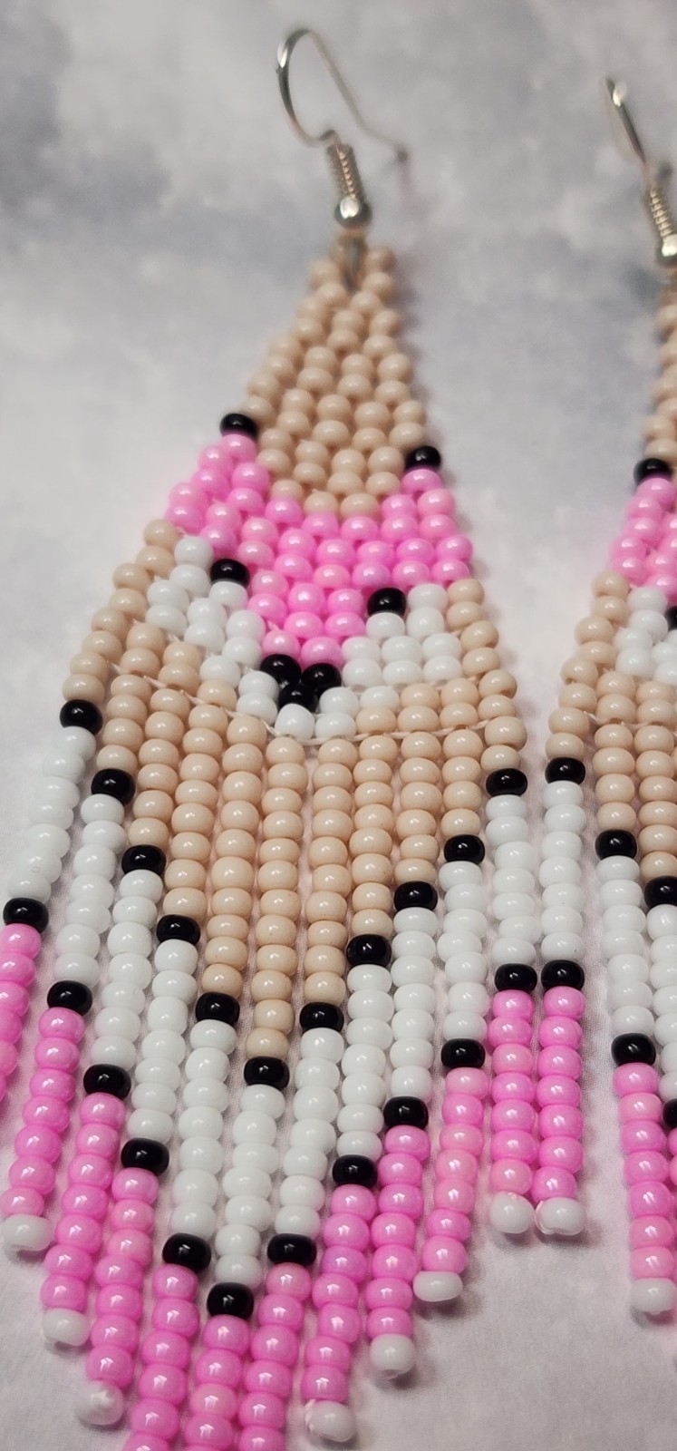 Beaded Fix Desing Chandelier Earrings. Fox Desing. Long 3.5 In