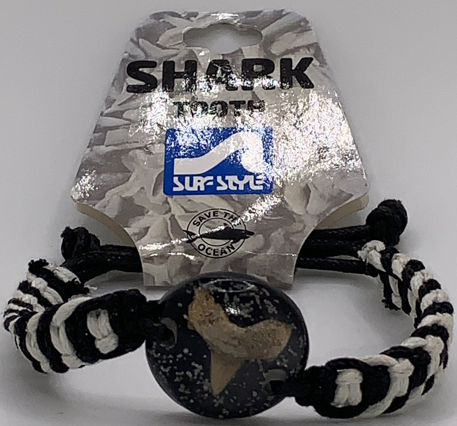 Surf Style Black White Tan Braided Shark Tooth Bracelet Anklet 716713 BOGO!