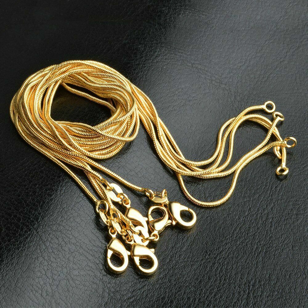 Men &Women’s 18K Gold Filled Tarnish-Free Italian Snake Chain Necklace 16″ ~ 38″