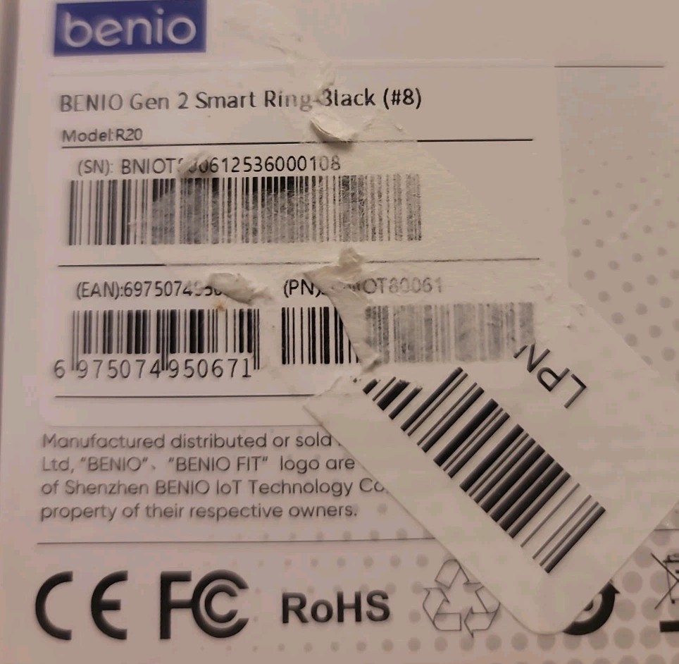 Benio Gen 2 Smart Ring | Ultra-Light | Pro Health & Fitness Tracker | Size 8