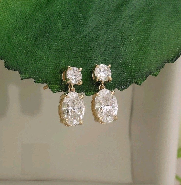 2.50Ct Oval Cut Simulated Diamond Stunning Drop Earring 14K Yellow Gold Plated