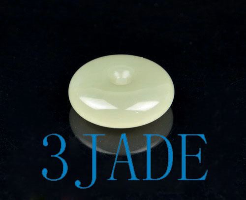 Certified Natural White Hetian Nephrite Jade Donut / Disc Bead / Circle Pendant