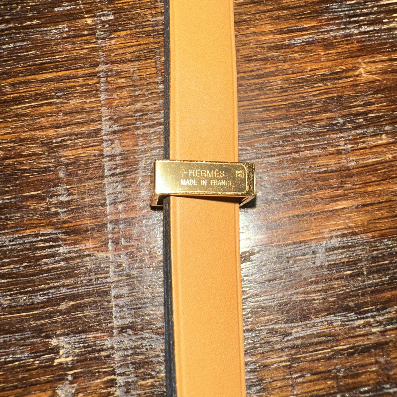Hermes Bracelet Leather Mini Dog Double Tour Women Blue Gold Tone Hardware Box
