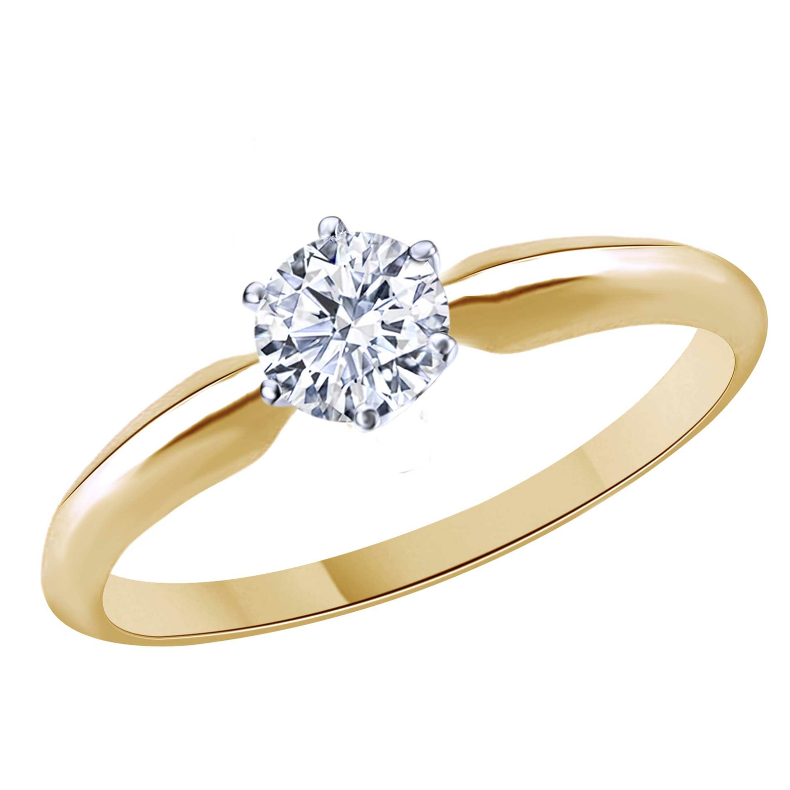 1/5 Ct Round Solitaire Engagement Wedding Ring in 10K Yellow Gold