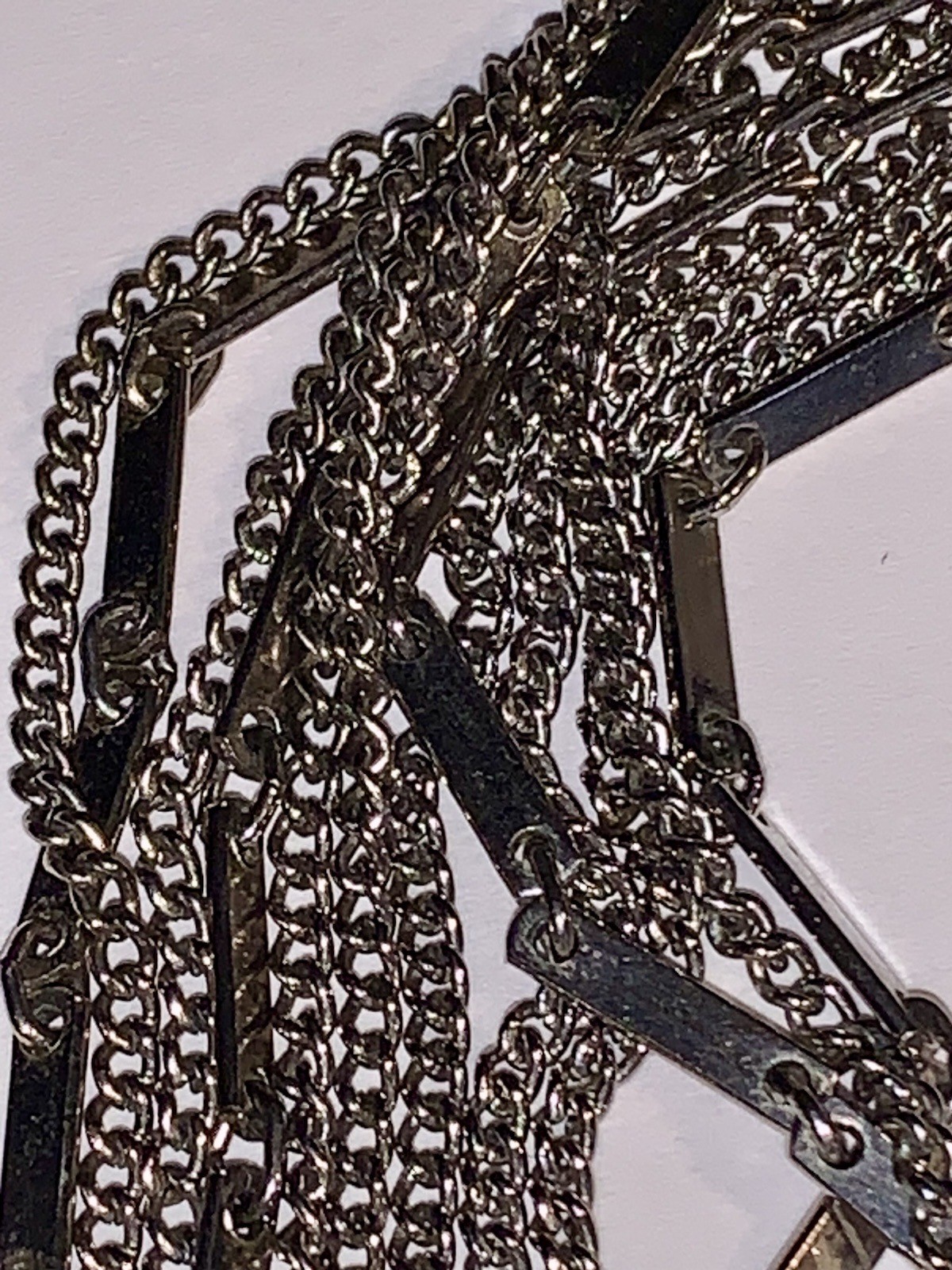 Multi 3 Strand Park Lane Statement Necklace Silver Tone Vintage