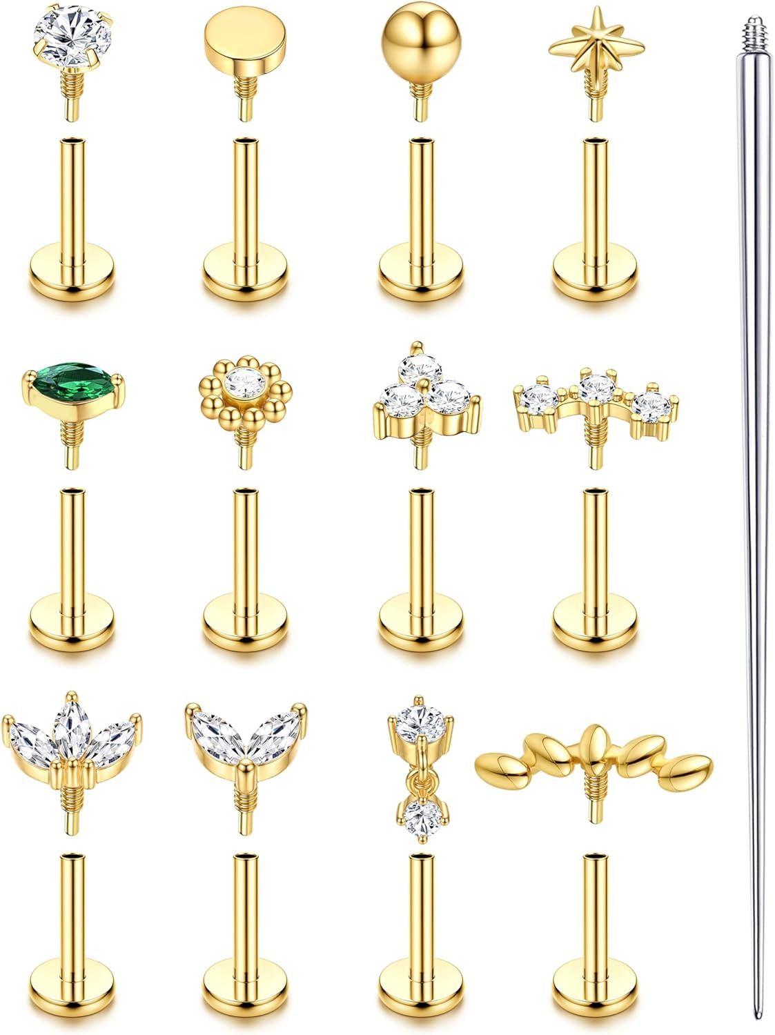18G 16G Hypoallergenic Flat Back Earrings Stud Earrings – 316L Surgical Steel In