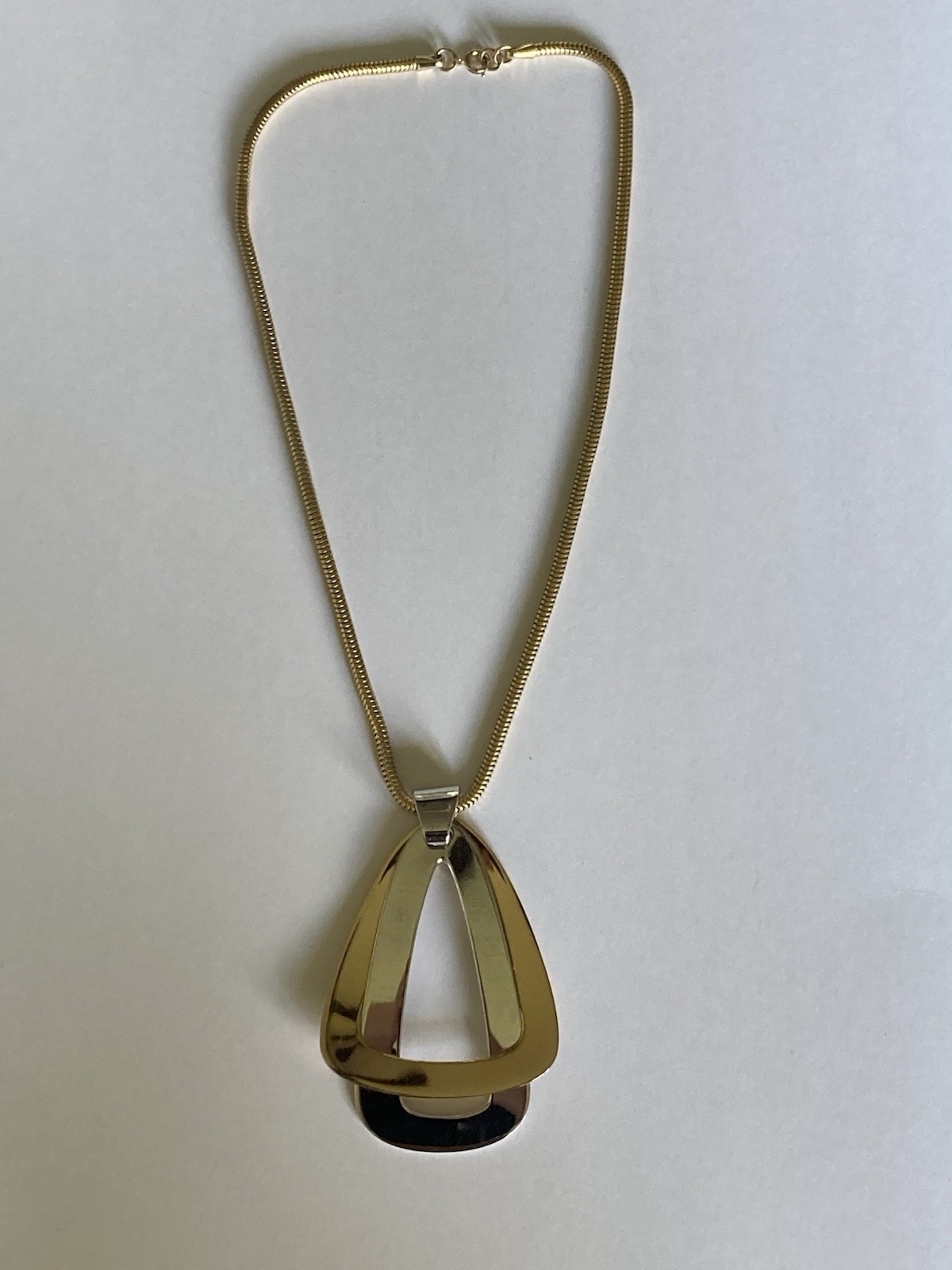 Vintage Napier Silver & Gold Tone reversible Pendant Necklace