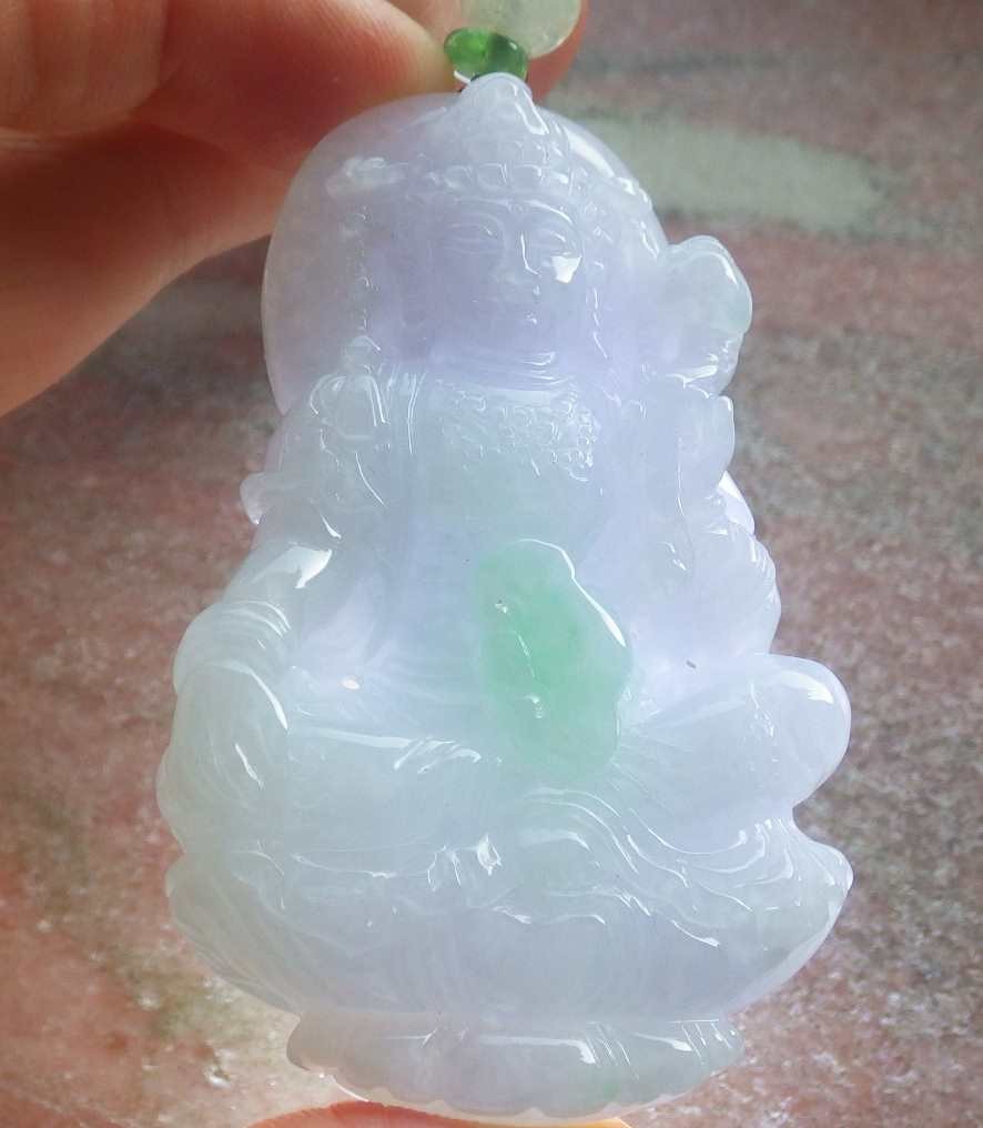Video Certified Lavender 100% A Jade jadeite Pendant Guanyin Kwan Yin 719223 AS
