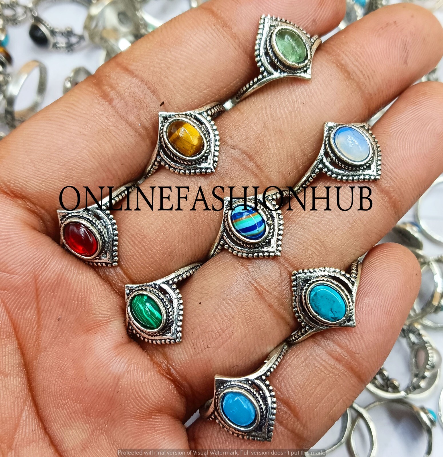 Best Buy Quartz & Mix Gemstone 925 Sterling Silver Plated Handmade Design Rings