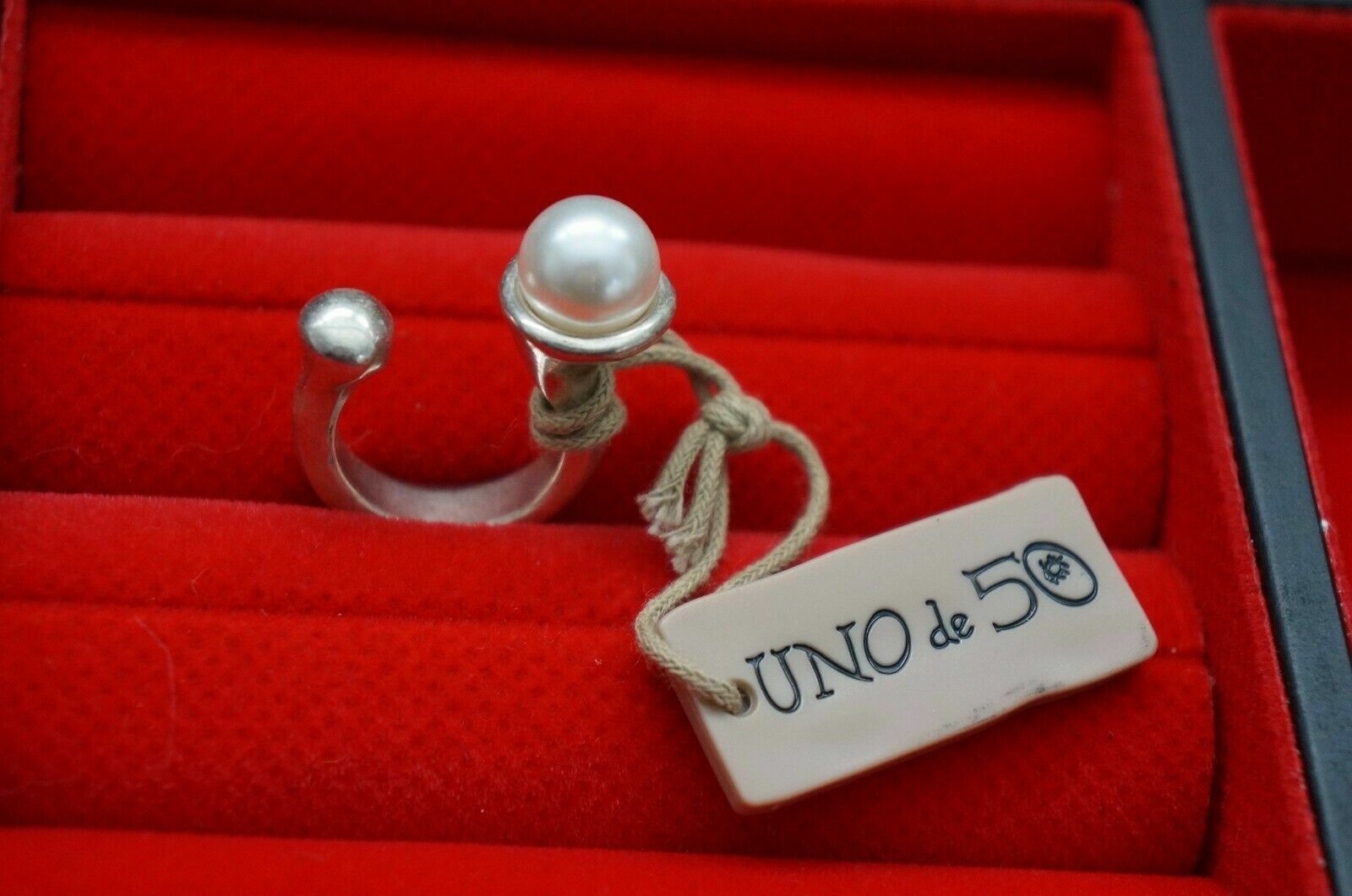 NWT Uno De 50 OSTRAS! Pearl Silver RETIRED Open Ring 6 7 7.5 8 8.5 9 S M L XL