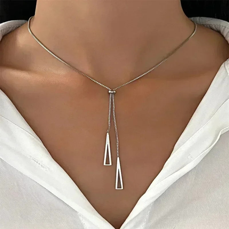 Flower Pendant Rope Necklace Women Adjustable Long Hollow Sweater Jewelry