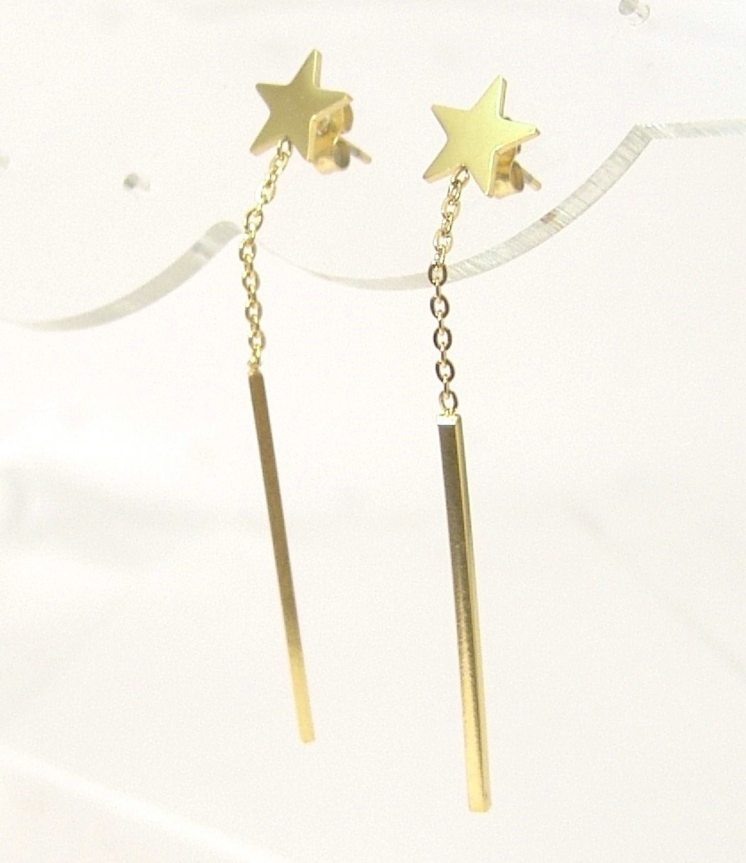Star Stud Earrings Yellow Gold PVD Hypoallergenic Stainless Surgical Steel