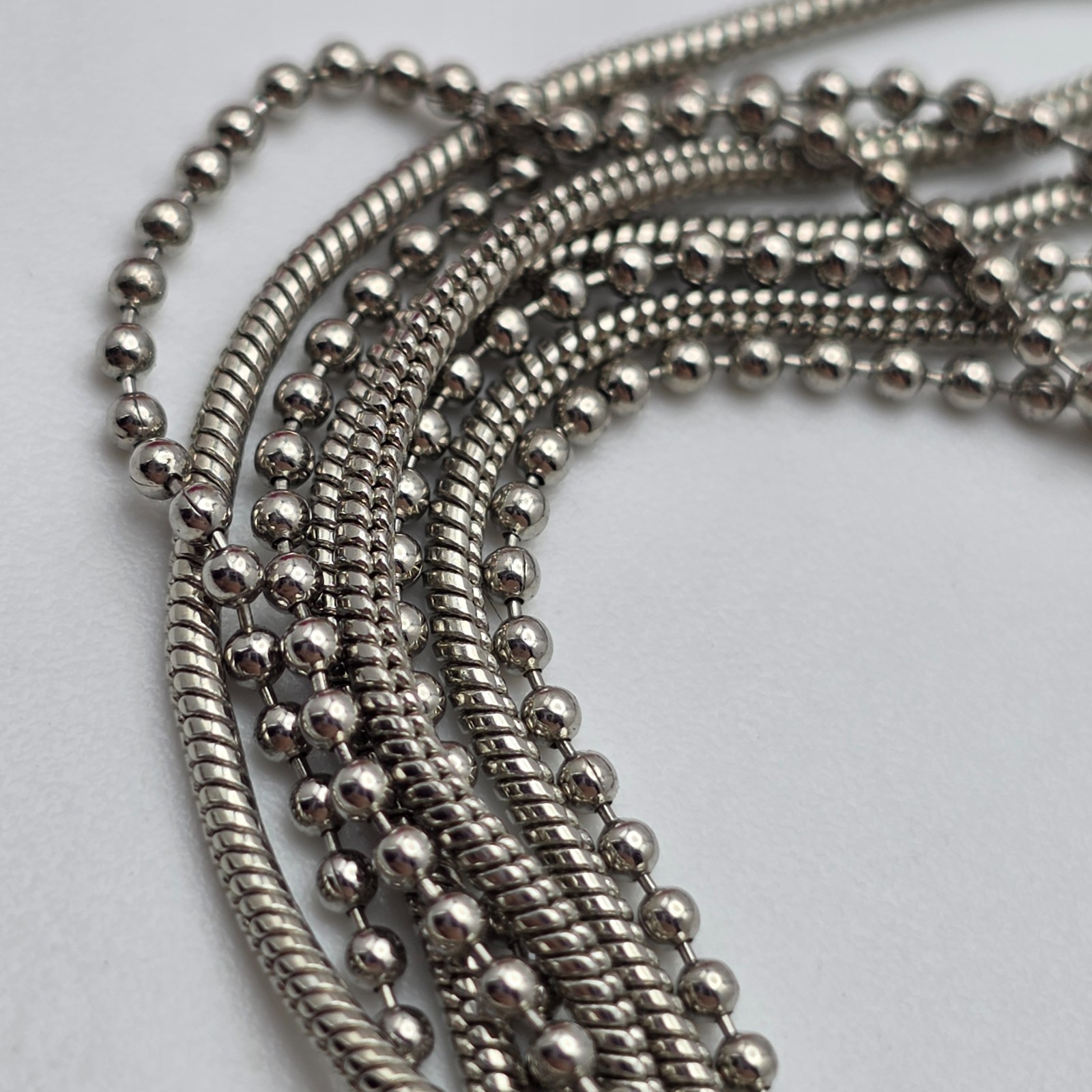 Silver Tone Multi Chain Bracelet 6.5-7.5 In Adjustable Layered 12mm Wide