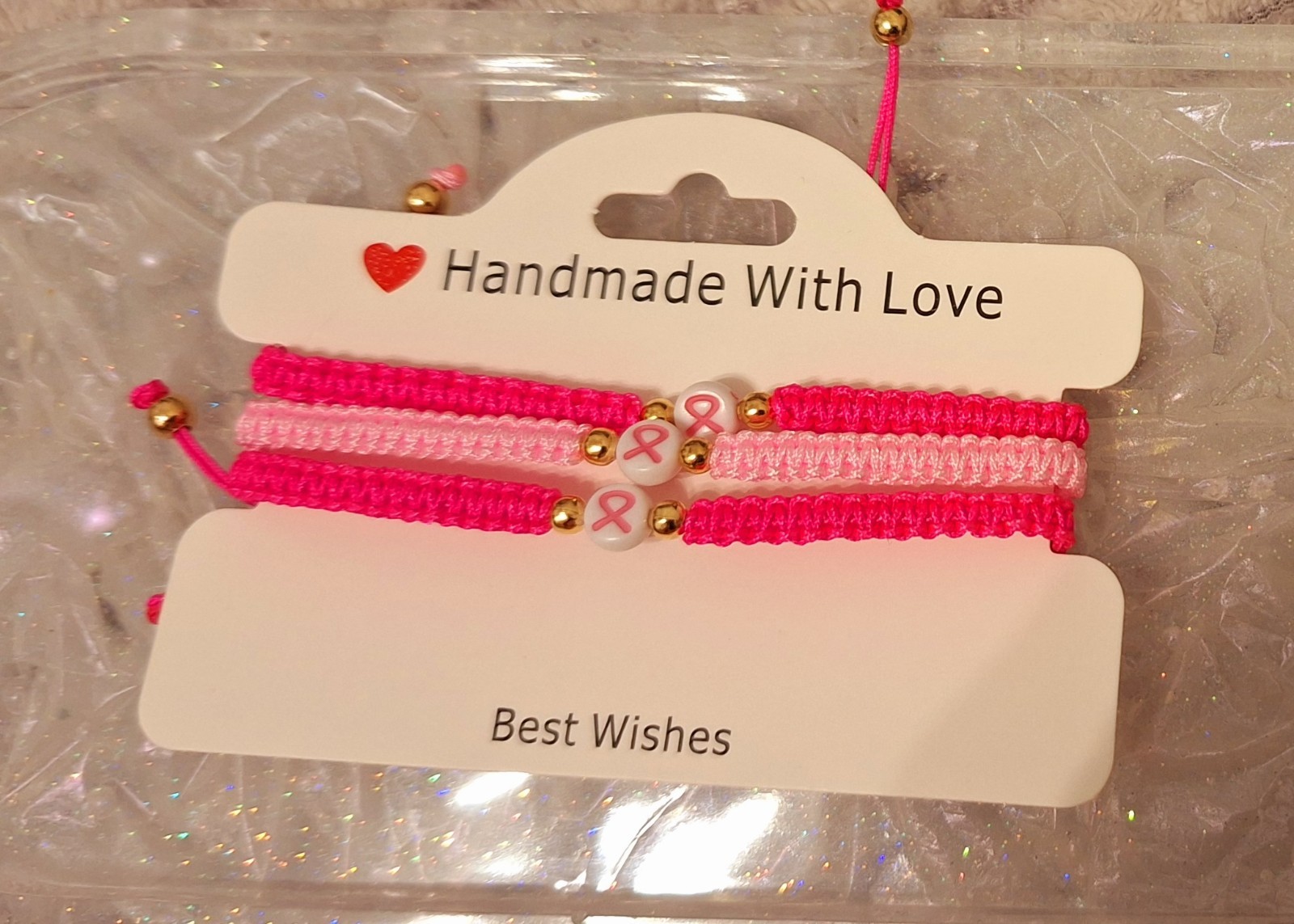 set of 3 Adjustable Knot Bracelet Breast Cancer Awareness .universal size