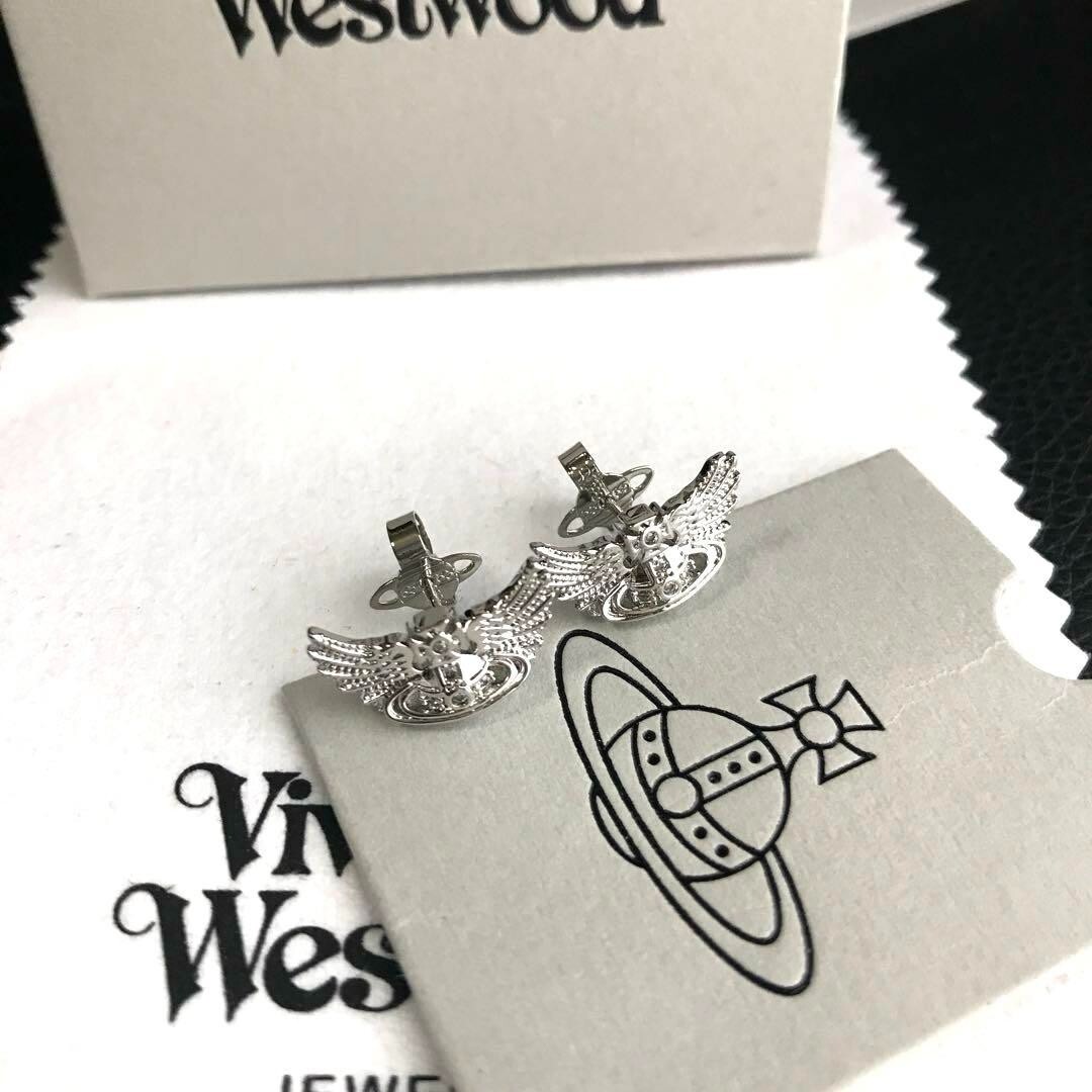 Vivienne Westwood wings Orb Earrings Silver Outlet authentic 1.5cmx0.8cm