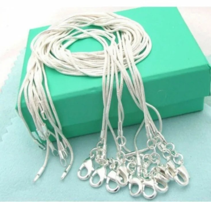 10PCS Wholesale 925 Solid Sterling Silver Snake Chain Necklace 1MM 16-30 Inch