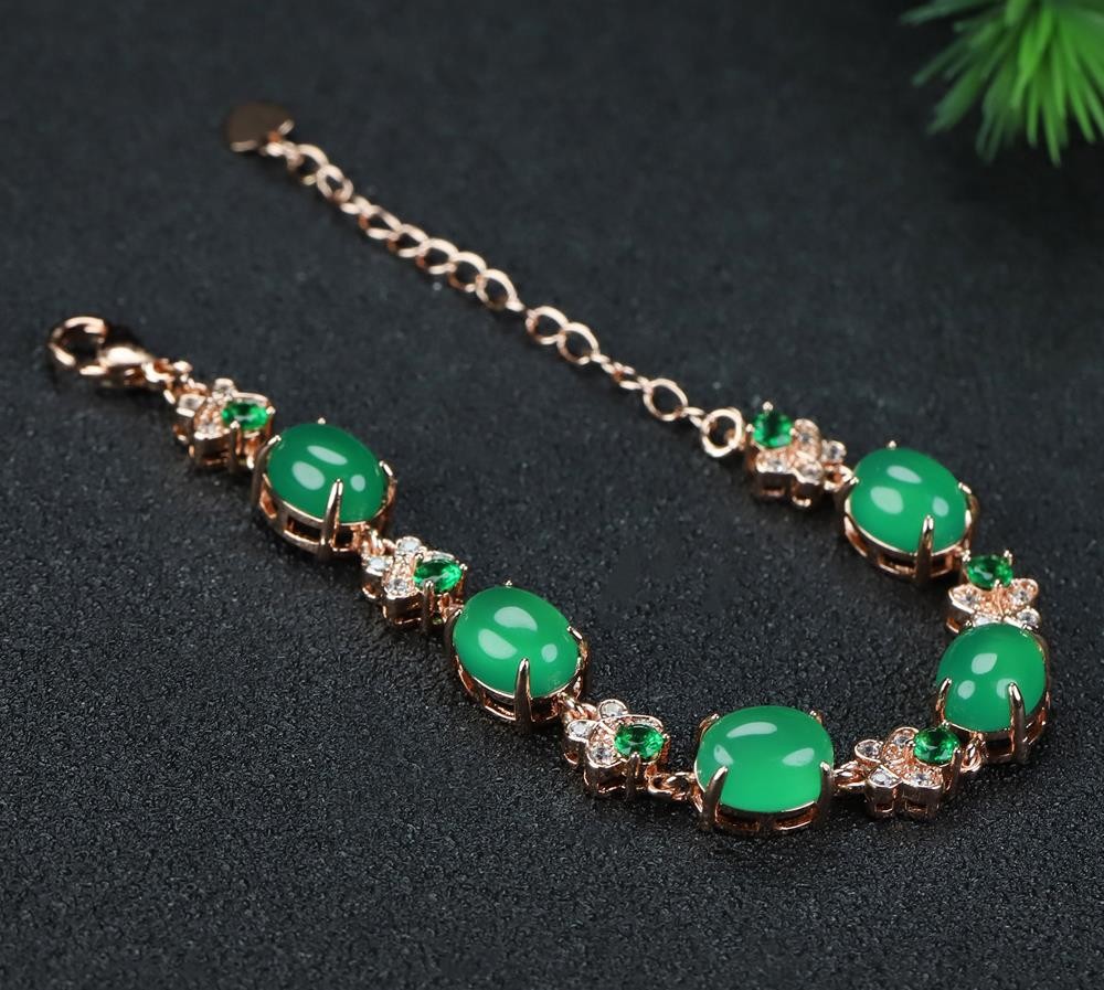Girl Grandma Mothers Lady Women Green Jade Beads Bracelet Jewelry Gift Box DD304