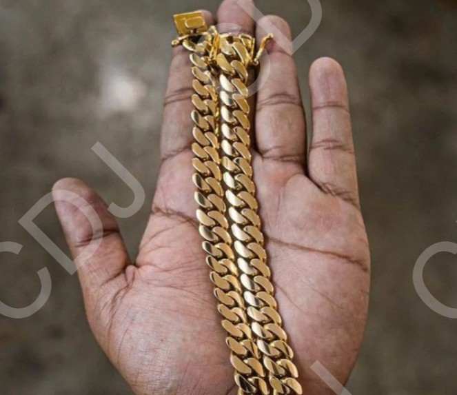 Wedding Gift For Men’s Solid Cuban Link Necklace 20″ Yellow Gold plated Silver