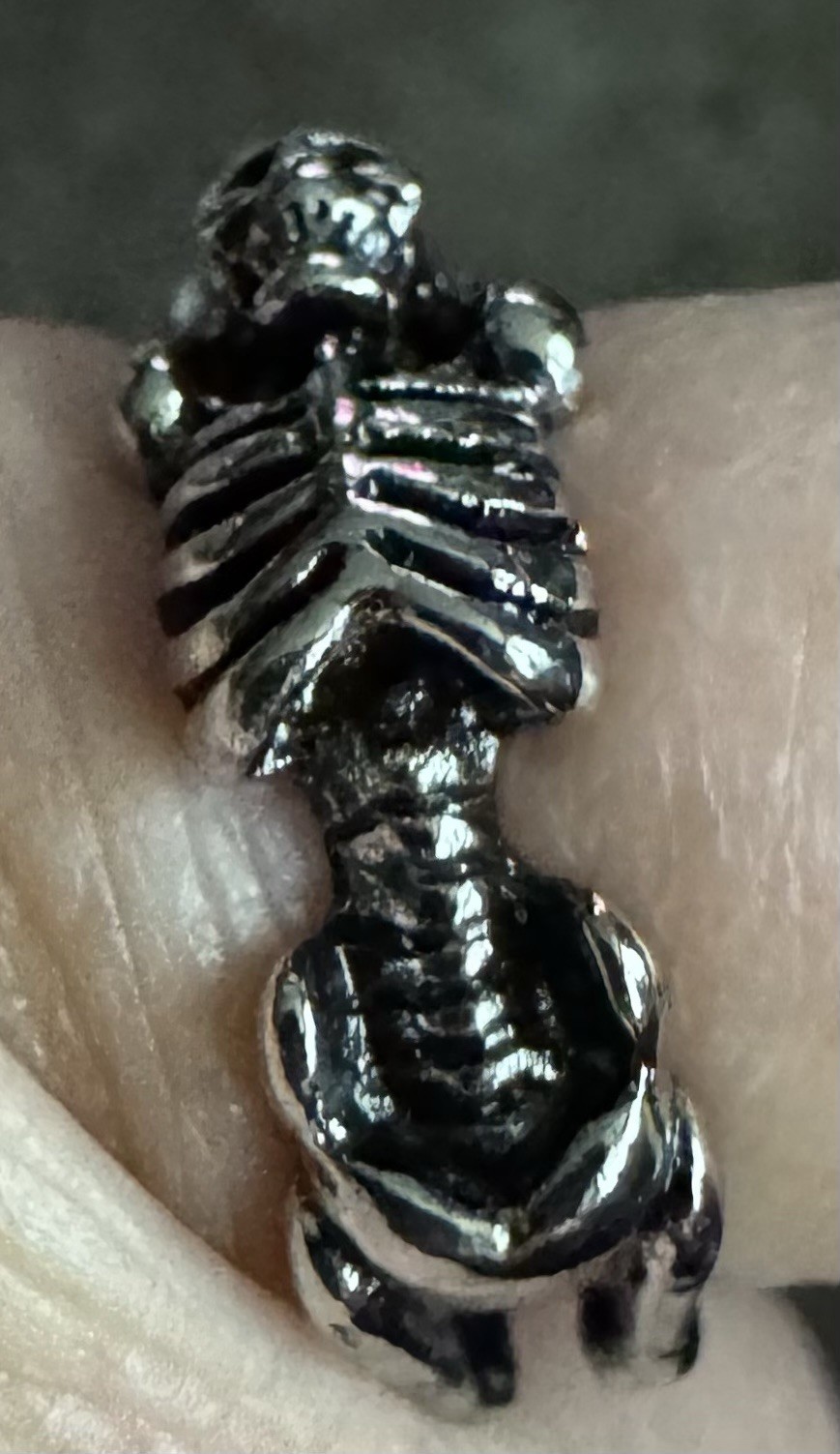 Silver Tone Adjustable Skeleton Ring Metal Band Statement Gothic No Stone