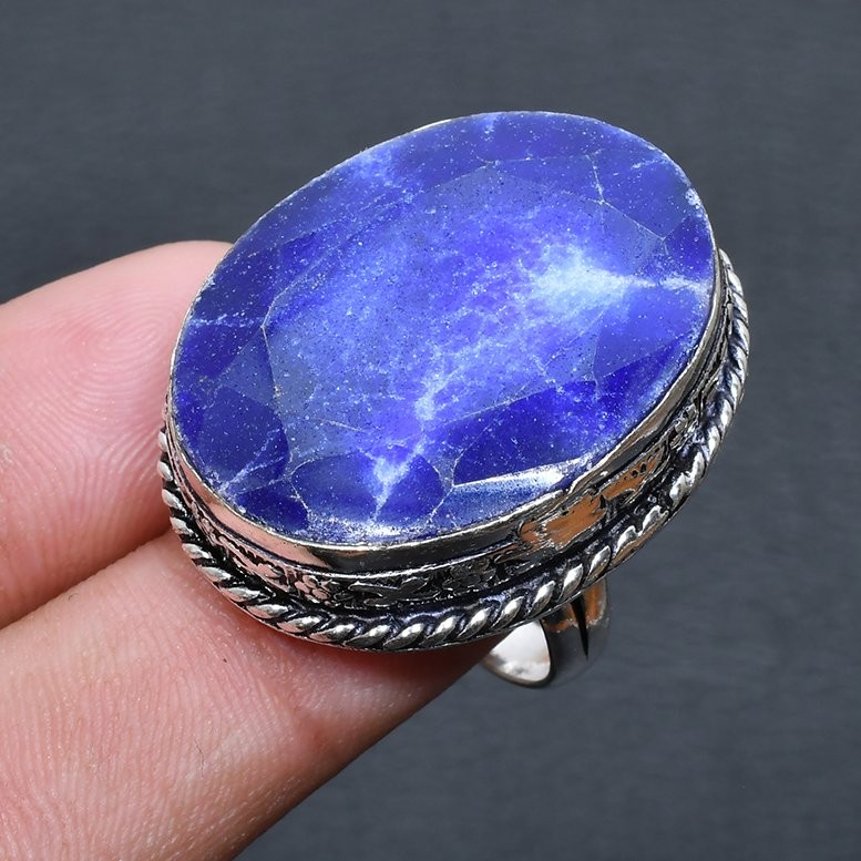 Burmise Sapphire Handmade 925 Silver Jewelry Ring US Size 8.5 y590