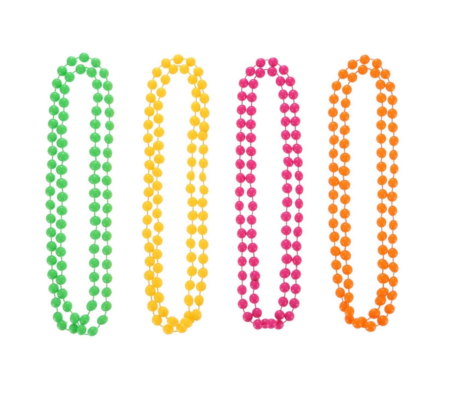 Long Rope String Bead Necklace Round Bead 1 Strand Wrap Necklace Neon & Classic