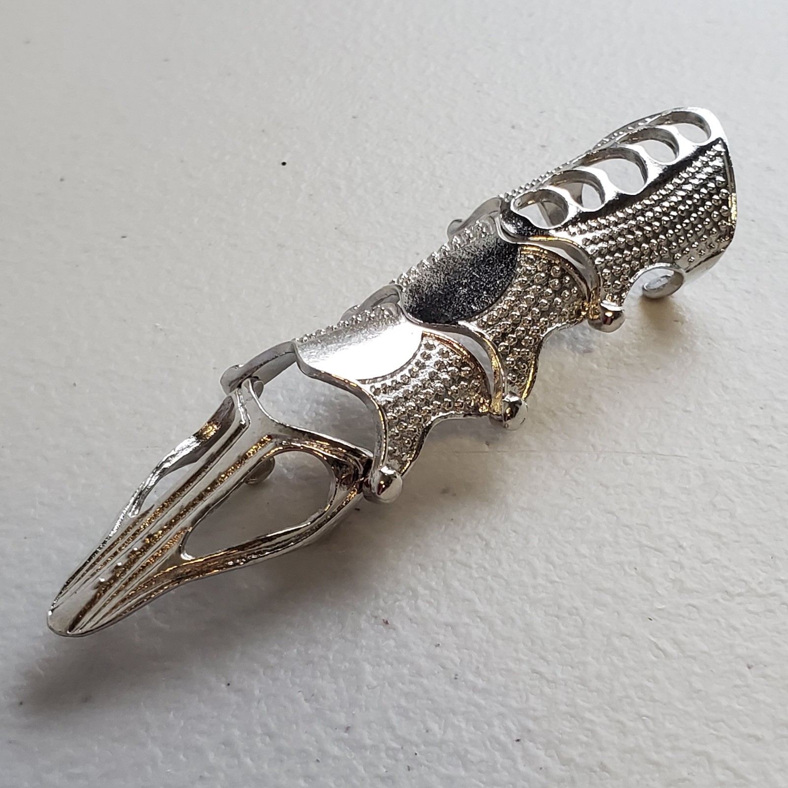 Full Finger Ring Claw Skull Gothic Armor Silver Color Punk Knight Jewelry USA