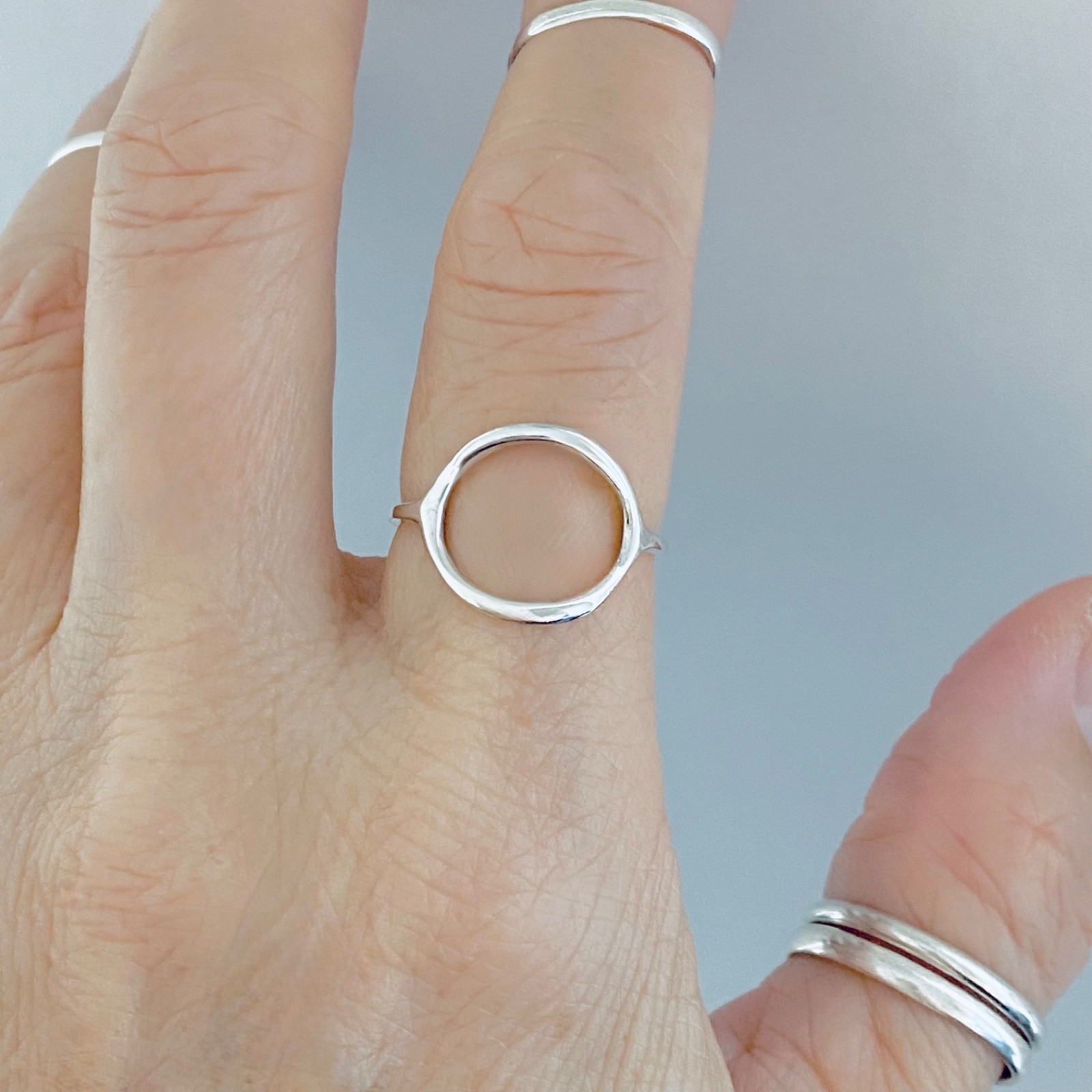 Sterling Silver Large Thin Open Circle Ring, Halo Rings, Eternity Round Circles
