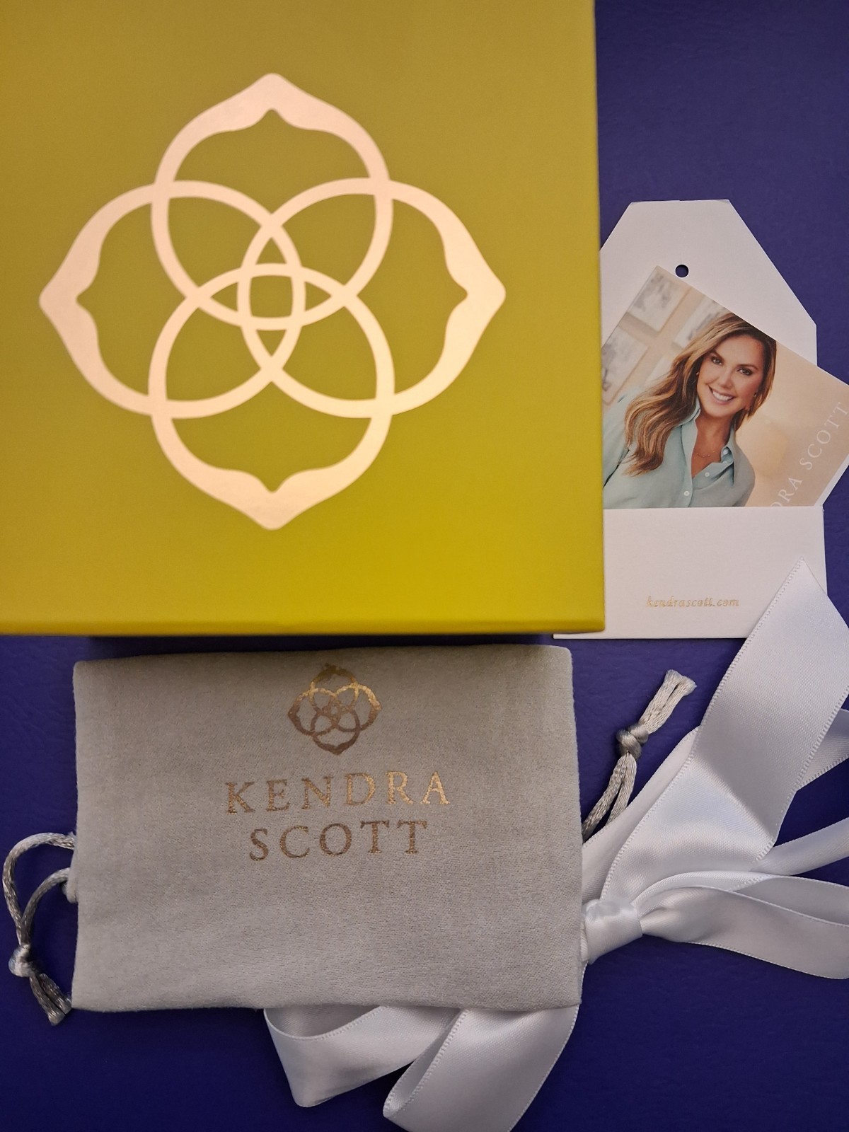 Kendra Scott Abalone Shell Triangle Dangle Earrings Silver Tone KS Stamped Box
