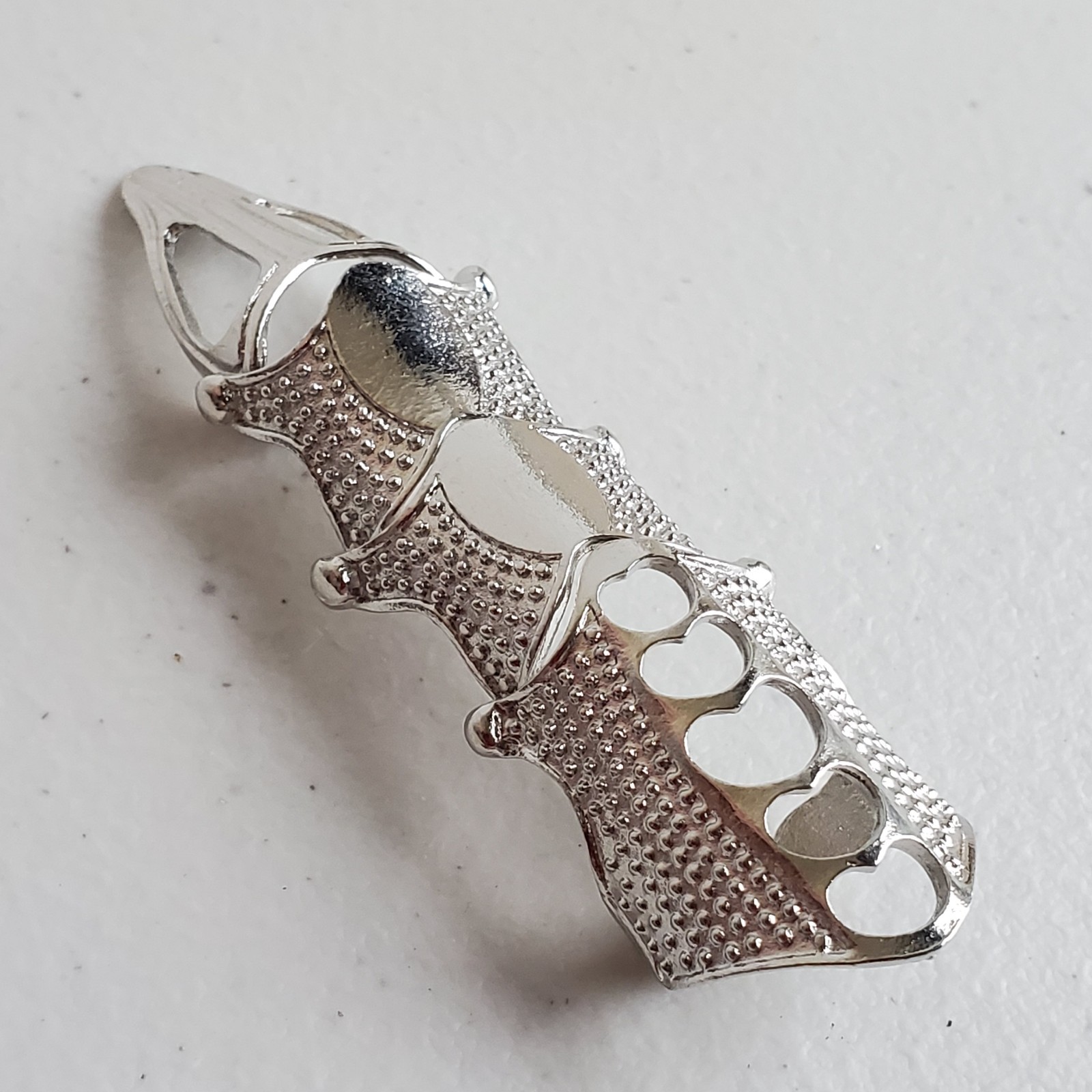 Full Finger Ring Claw Skull Gothic Armor Silver Color Punk Knight Jewelry USA