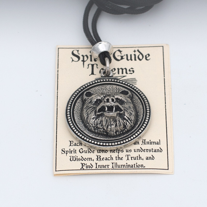 BEAR pendant Necklace charm Spirit Guide TOTEM Amulet bear Totem WISDOM 2 sides