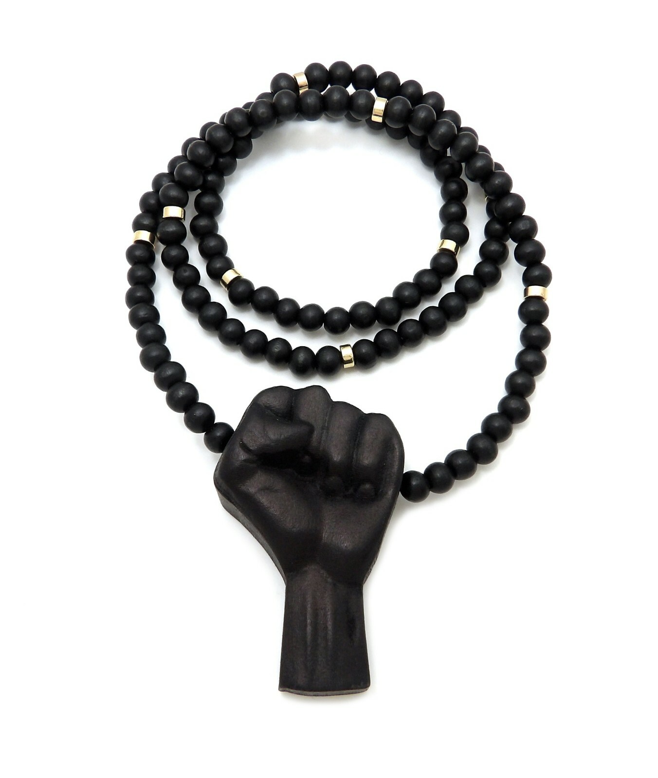 Good Quality Wood Fist Power Pendant 6mm/26″ Wooden Chain Hip Hop Necklace WRC9