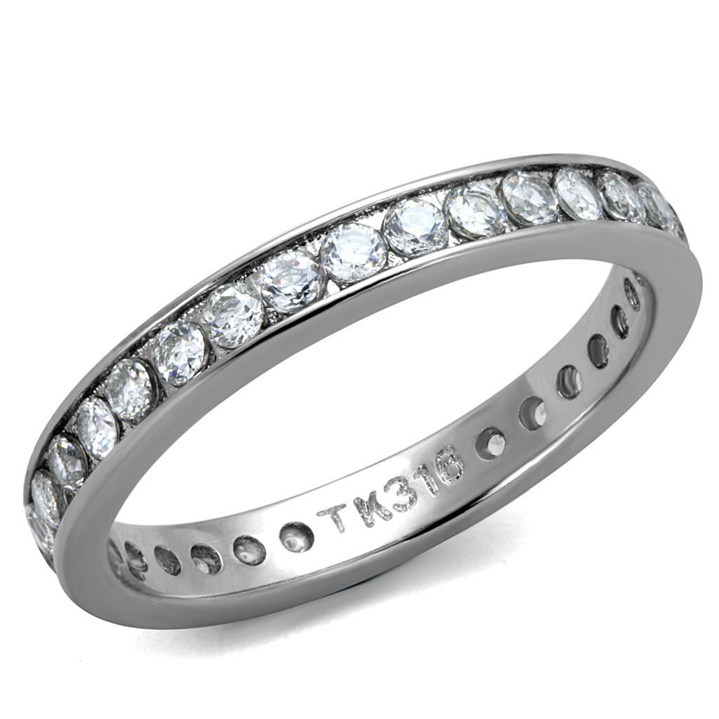 TK2343 – High polished (no plating) Stainless Steel Ring with AAA Grade CZ in