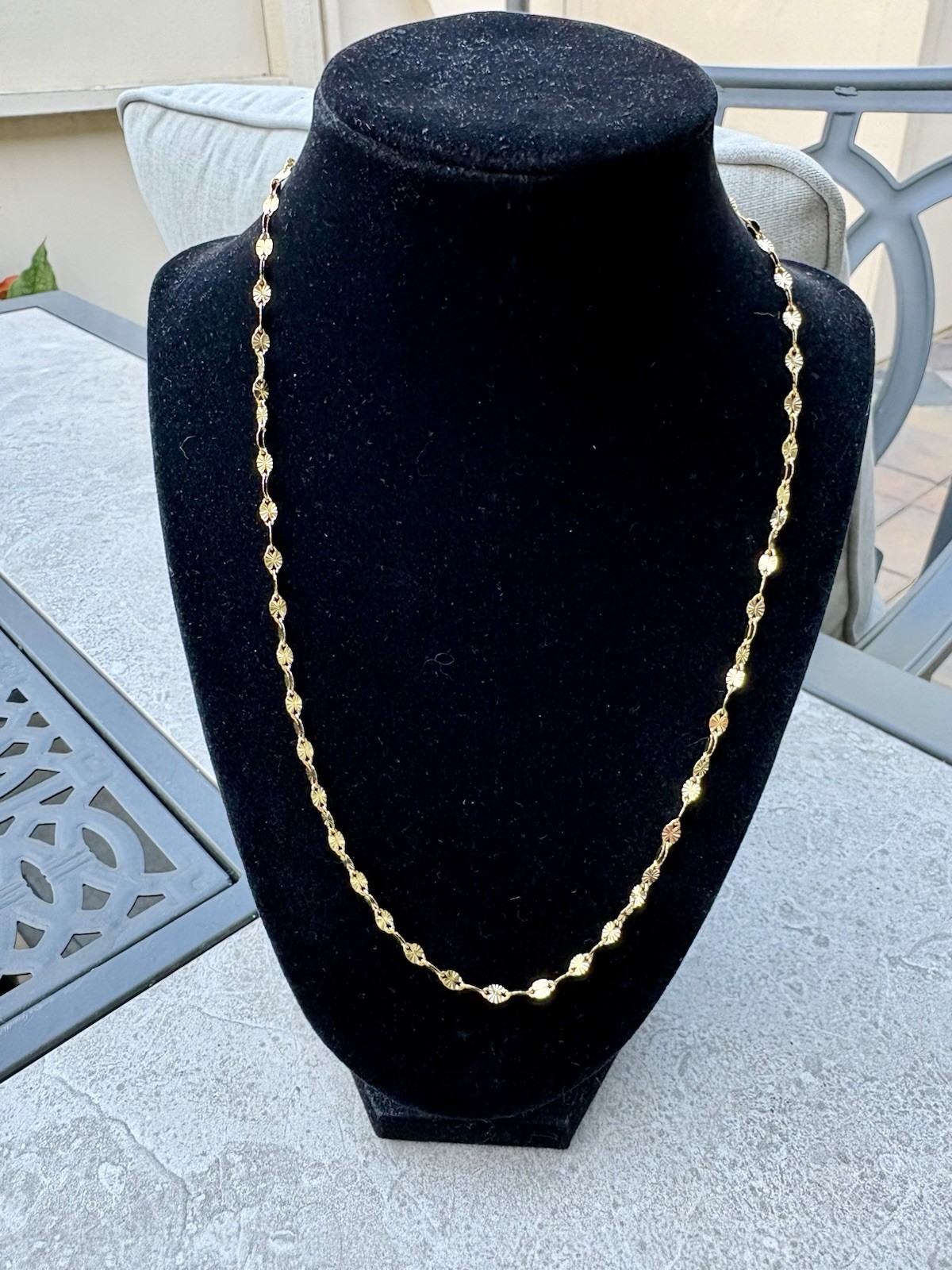 18k Yellow Gold over Bronze 3.5mm Sunburst Mirror Link 20 Inch Chain 3.46 Gm NEW