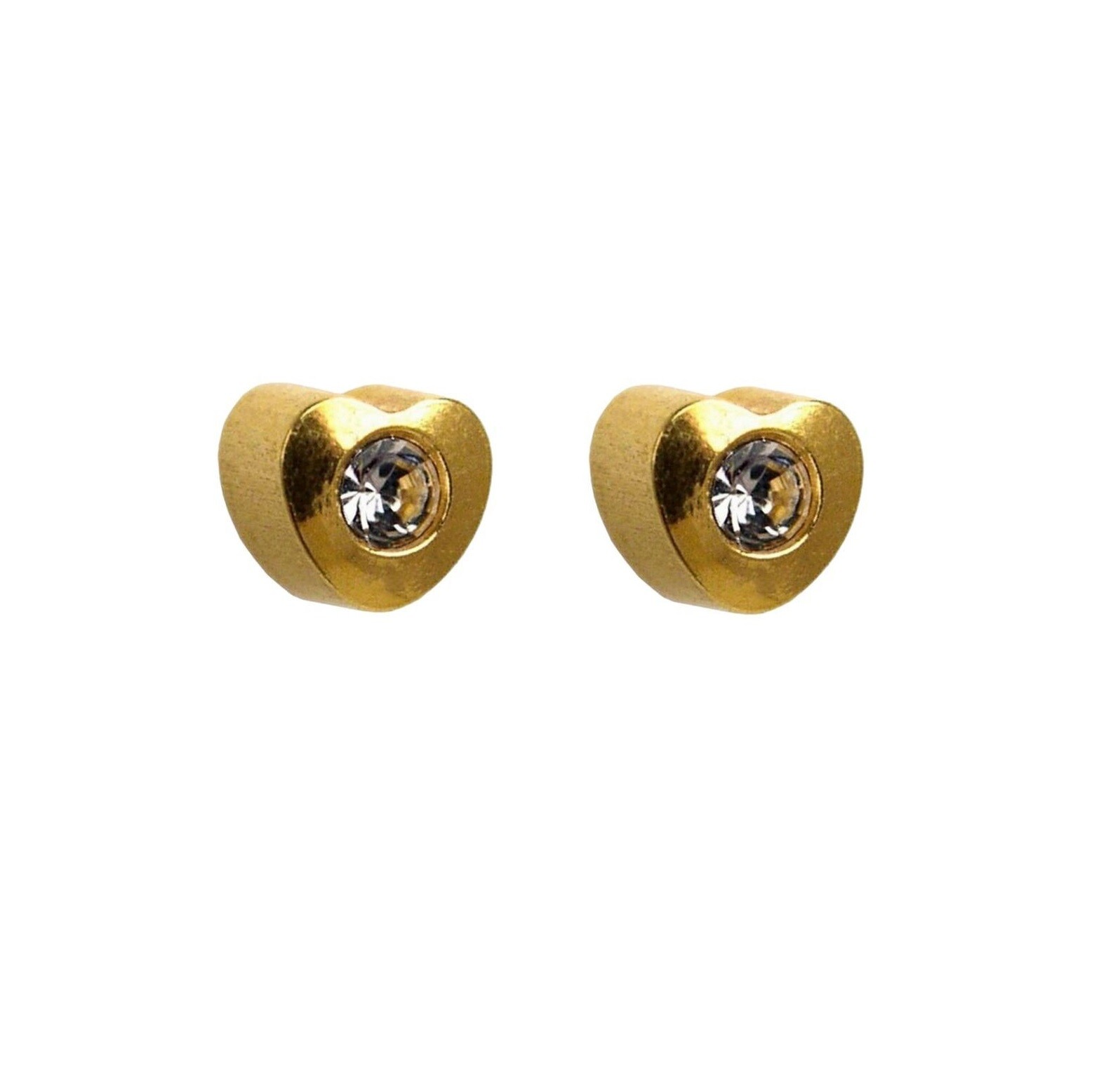 Crystal Stud Earrings 24ct Gold Plated Ear Piercing Studs Earrings Sterile