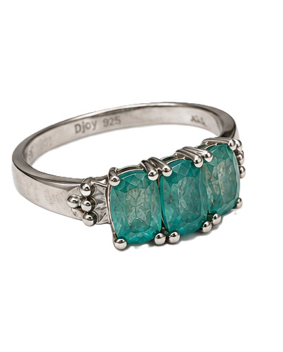 Statement Ring Grandidierite 3 Stone Ring 5 Sterling 925 Silver 1.66 TCW NEW!!