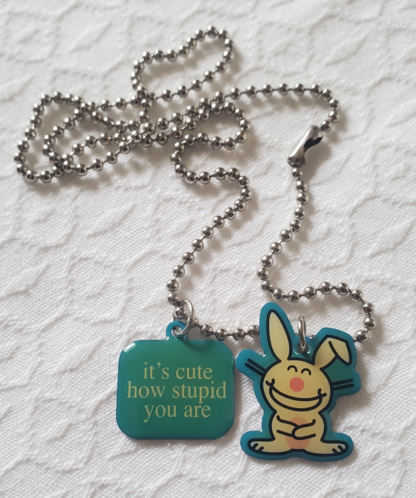 Happy Bunny Dog Tag Necklace Jim Benson Various Titles Choose One