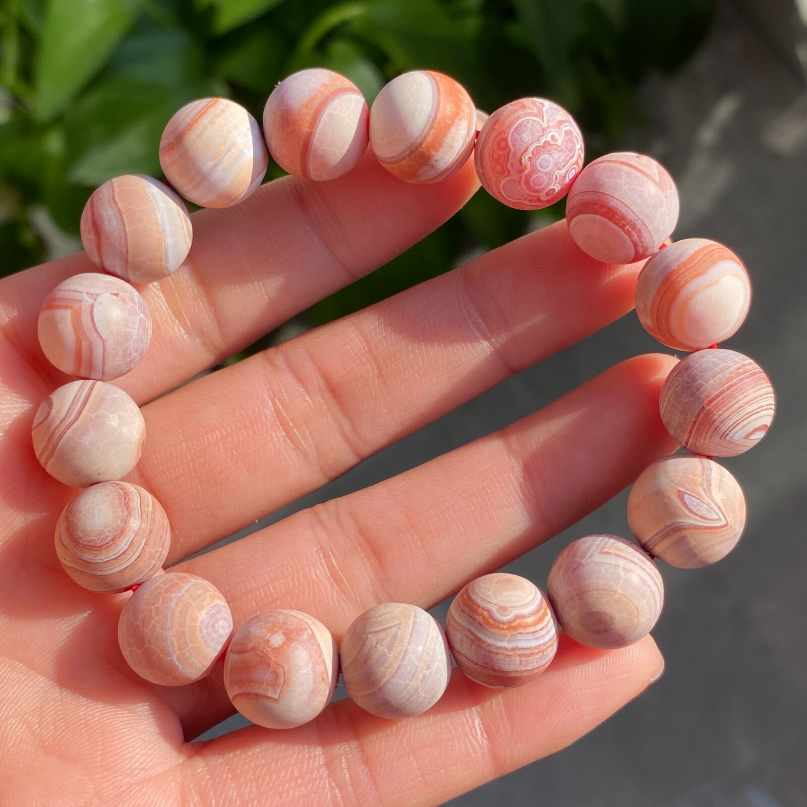 12mm Natural Red Gobi Agate Eyes Madagascar stone Bracelet (not polished) C1526