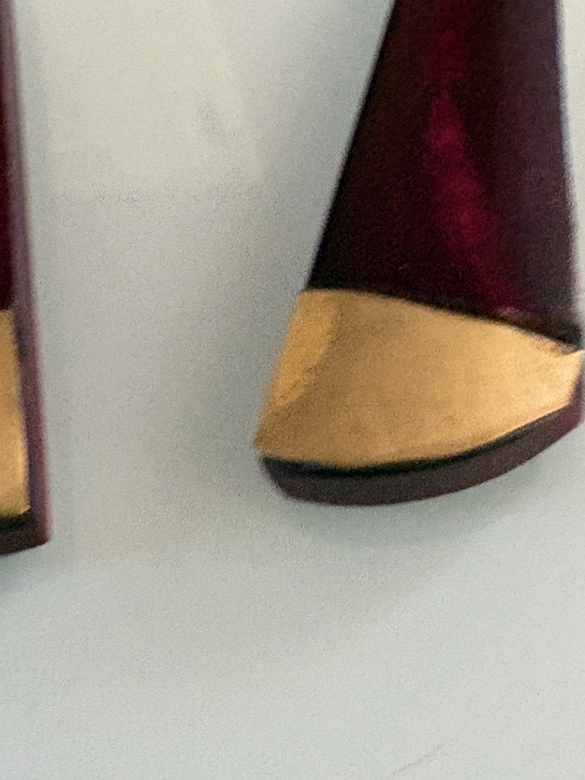Egyptian Handmade Dark Red Earrings Brass Tips Long Design 2″