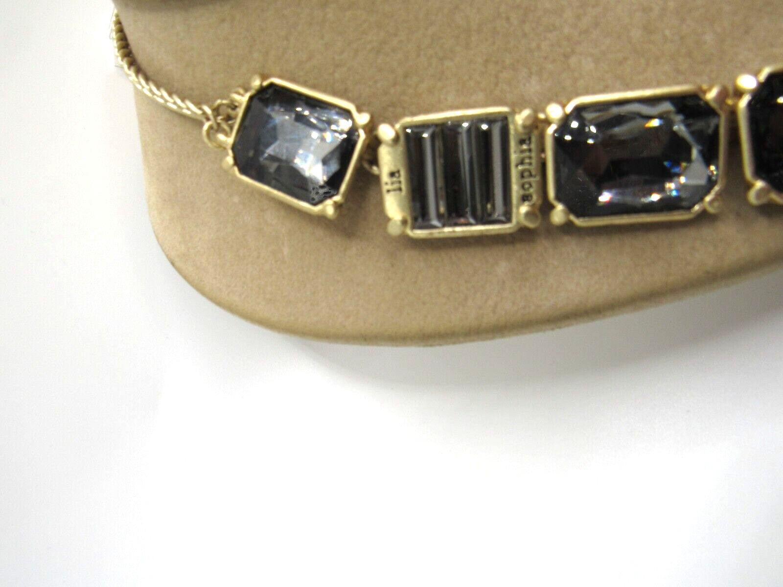 Lia Sophia VERSAILLES Smokey Grey Crystal Gold Tone Necklace New with Tags