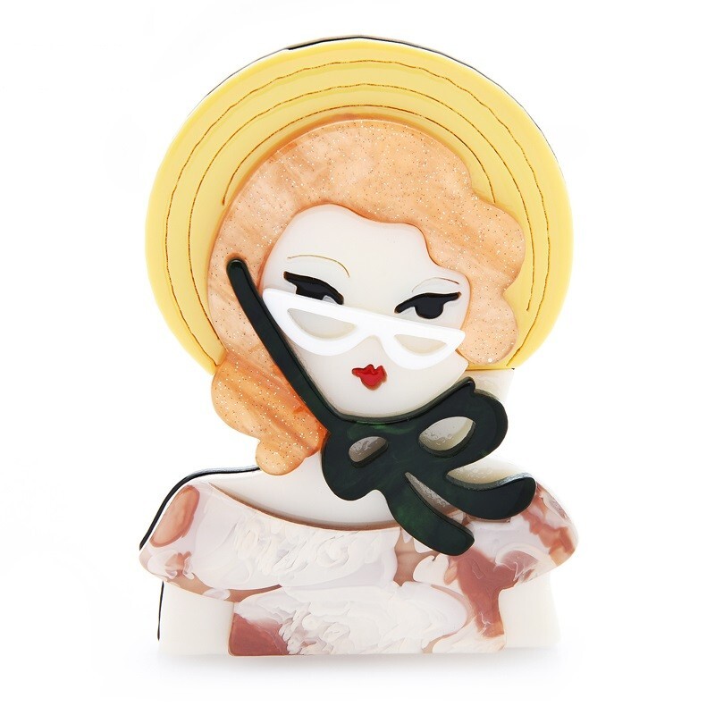 Acrylic Wear Hat Lady Girl Brooches Fashion Party Pins Unisex Women Jewelry Gift