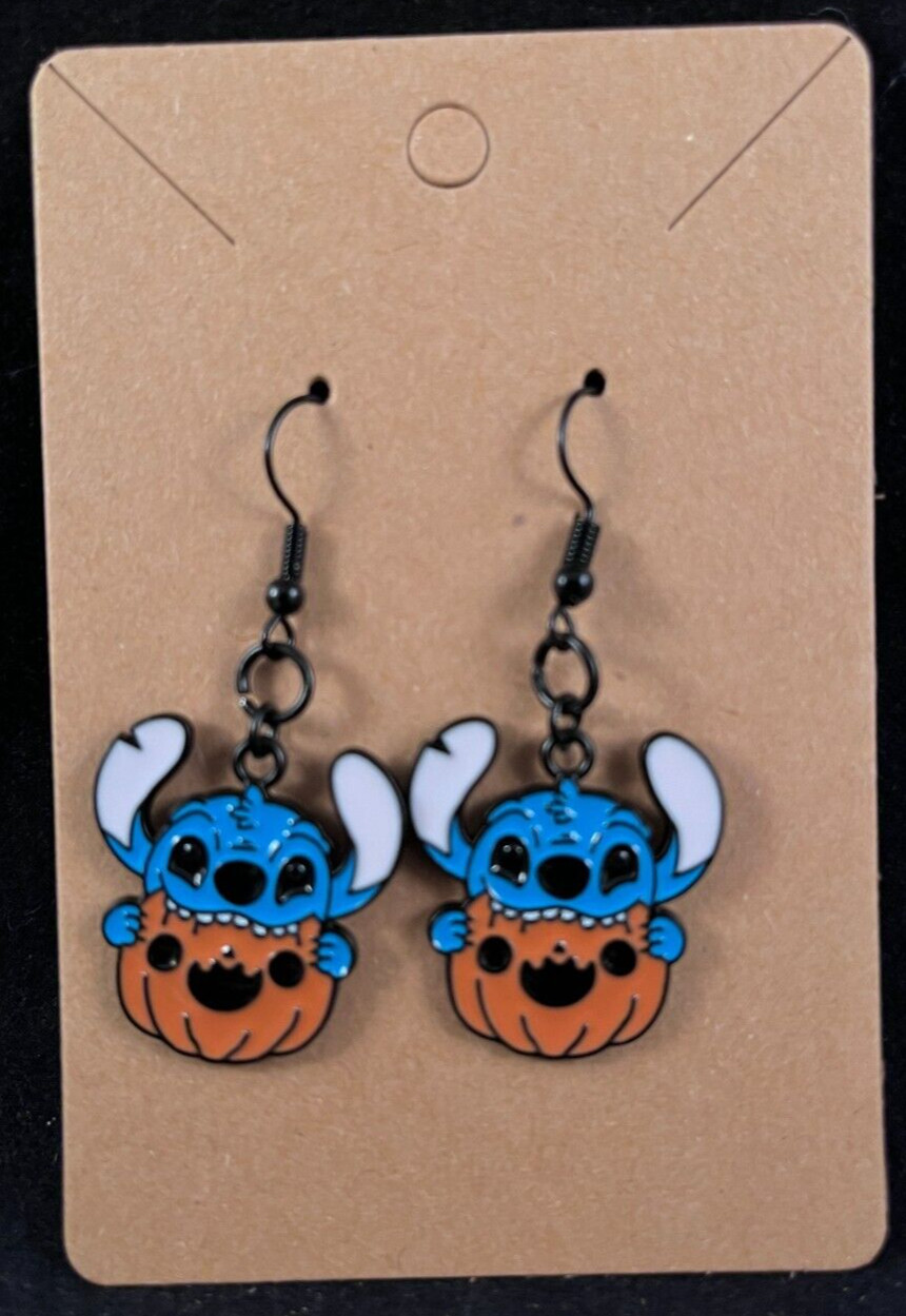 Disney Inspired – Stitch & Pumpkin – Halloween – Earrings – Dangle – Handmade