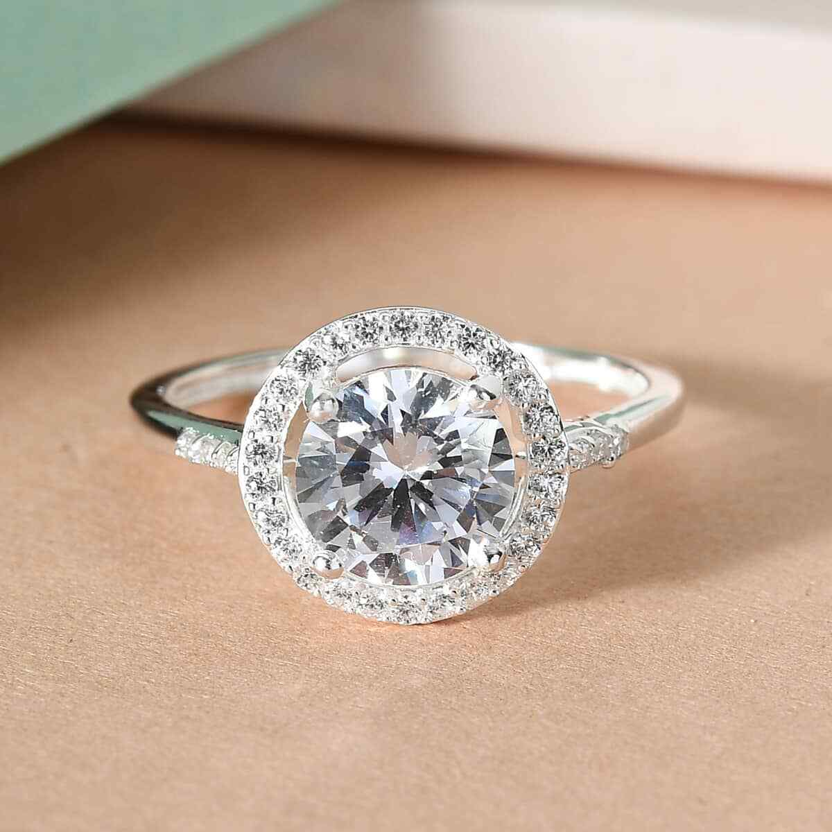 STUNNING 2.60ctw White Cubic Zirconia Halo Ring Sterling Silver Size 9