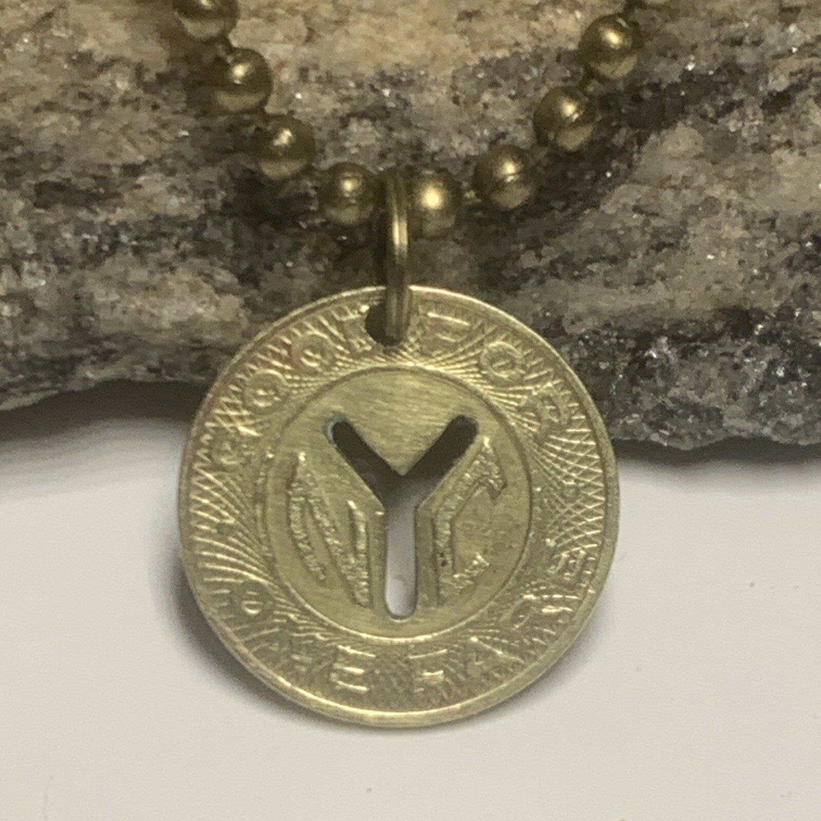 Vintage NYC 1953 New York City Subway transit token MTA pendant Necklace