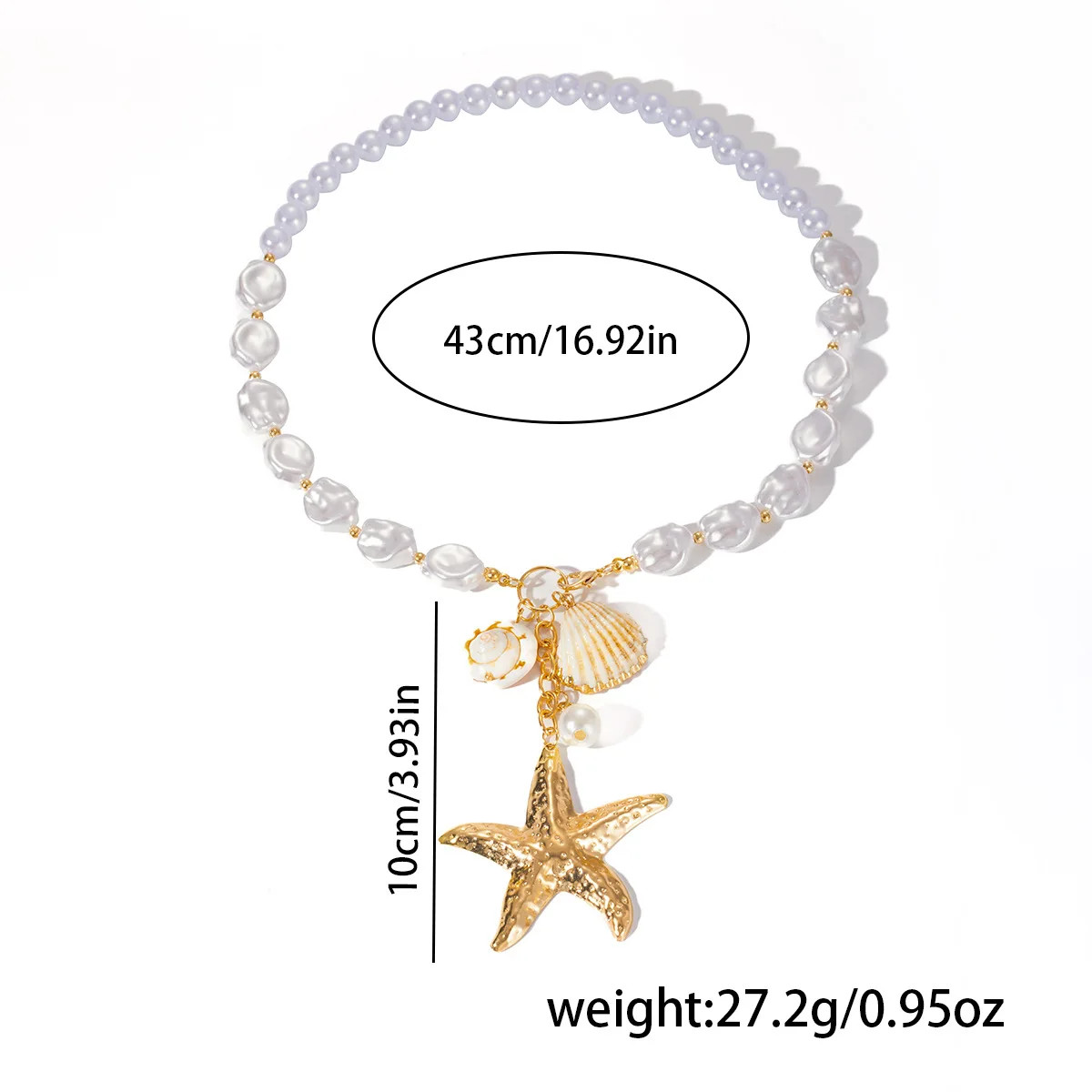 Bohemian Seaside Vacation Wind Pearl Shell Conch Starfish Necklace Female Versat