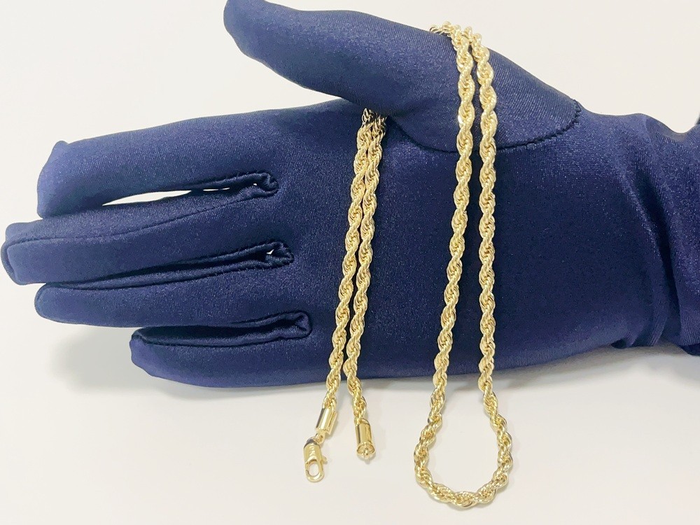 10K Yellow Gold SOLID Rope Chain Necklace Diamond Cut Real Gold 3mm 22inch