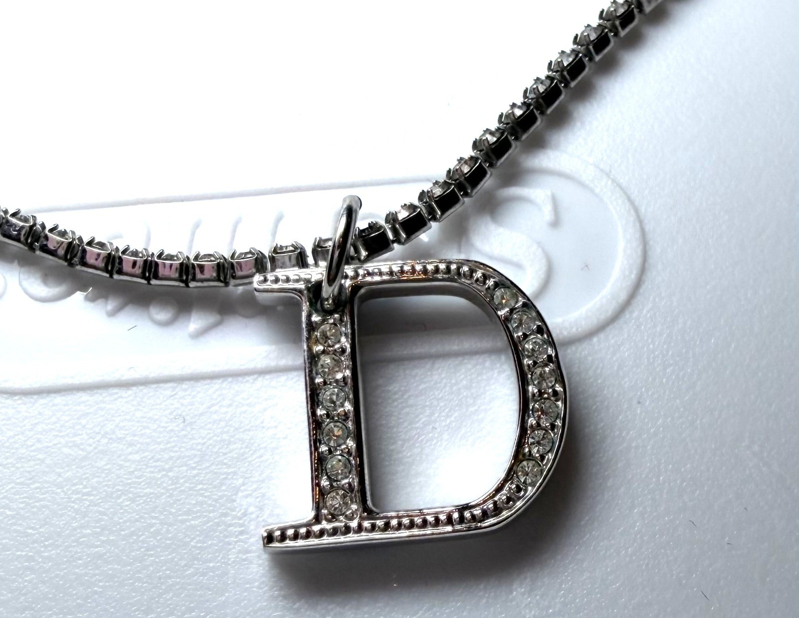 2000’s Christian Dior by John Galliano double silver crystal logo necklace