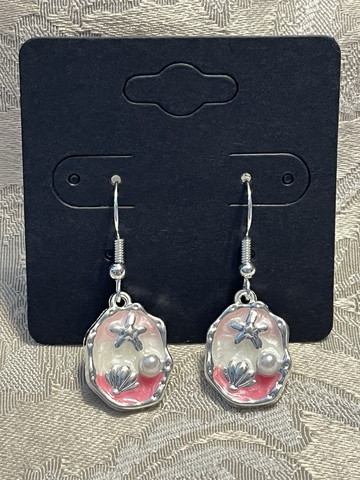 Vintage Beach Summer Sea Life Silver Enamel Dangle Bohemian Fashion Earrings