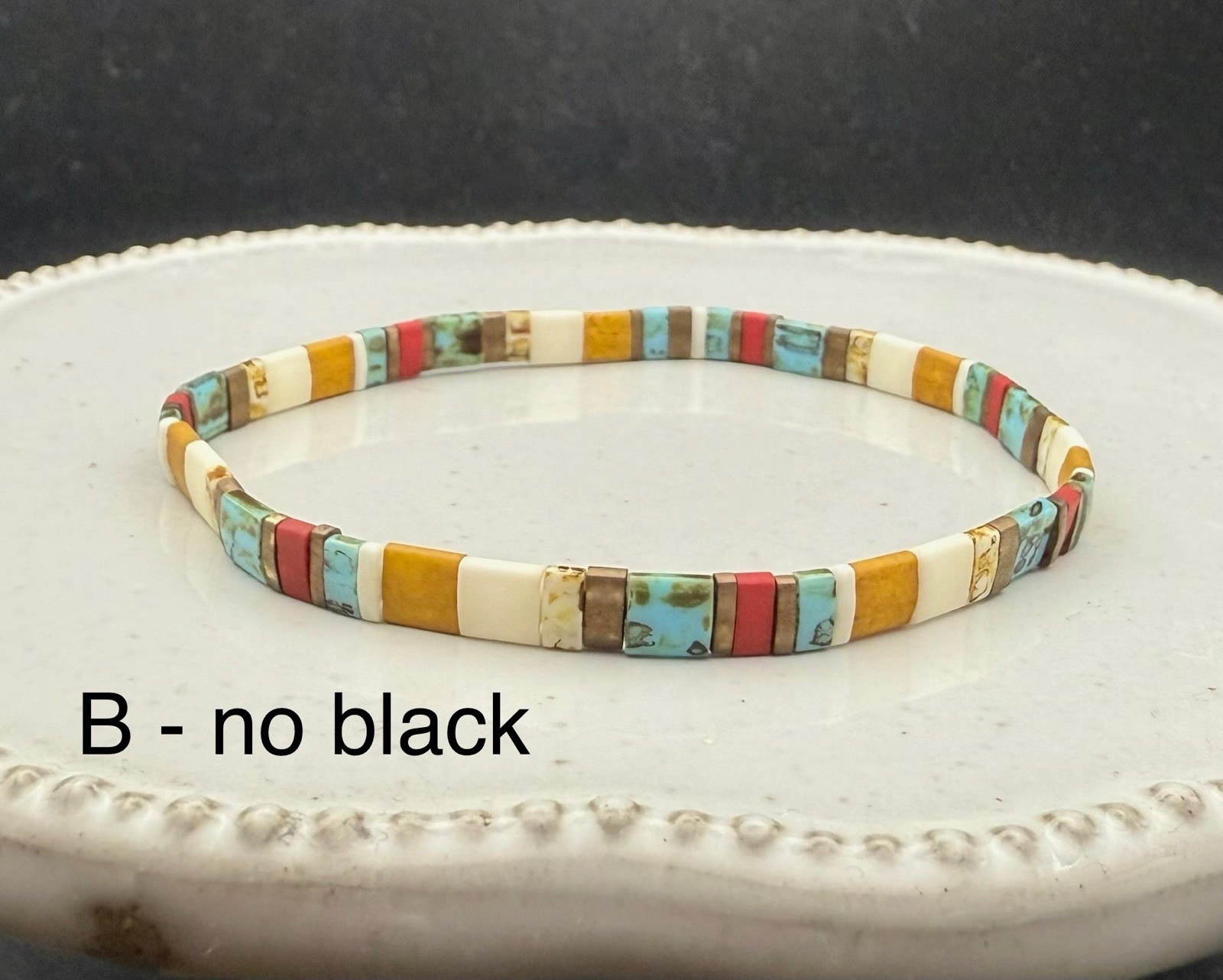 Miyuki Tila Beach bracelet boho Japanese glass tile stackable minimal USA